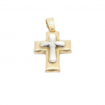 Σταυρός απο χρυσό κ14 με ενσωματωμένο λευκόχρυσο σταυρό κ14 (code H1862)